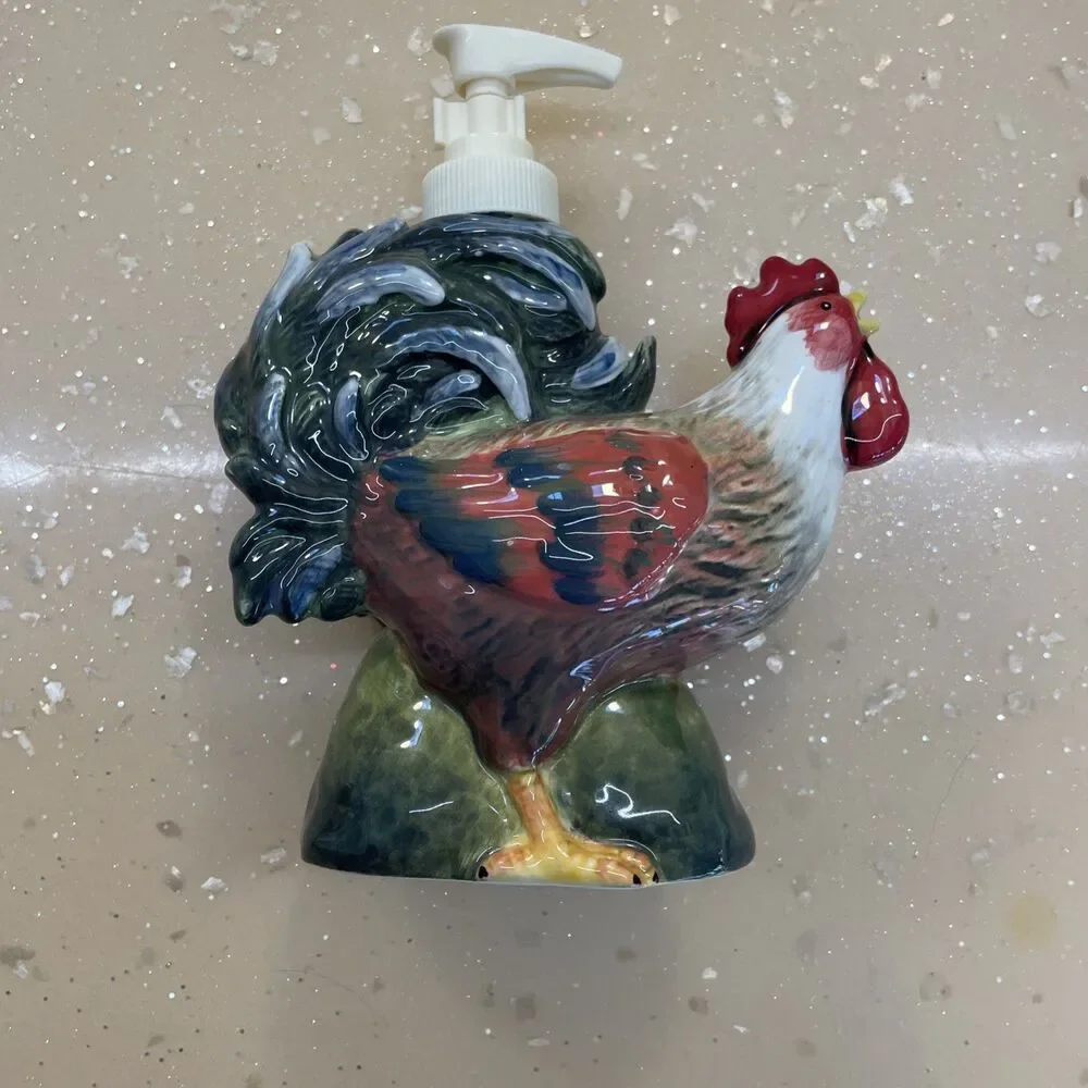 Susan Winget Certified International Rooster Lotion Soap Dispenser‎ Farmhouse